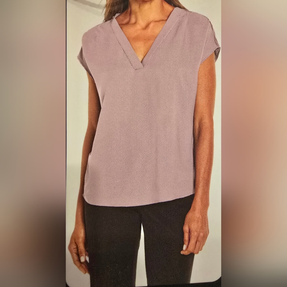 Banana Republic Women's XL Sleeveless V-Neck Blouse Light Pink Office Work Top